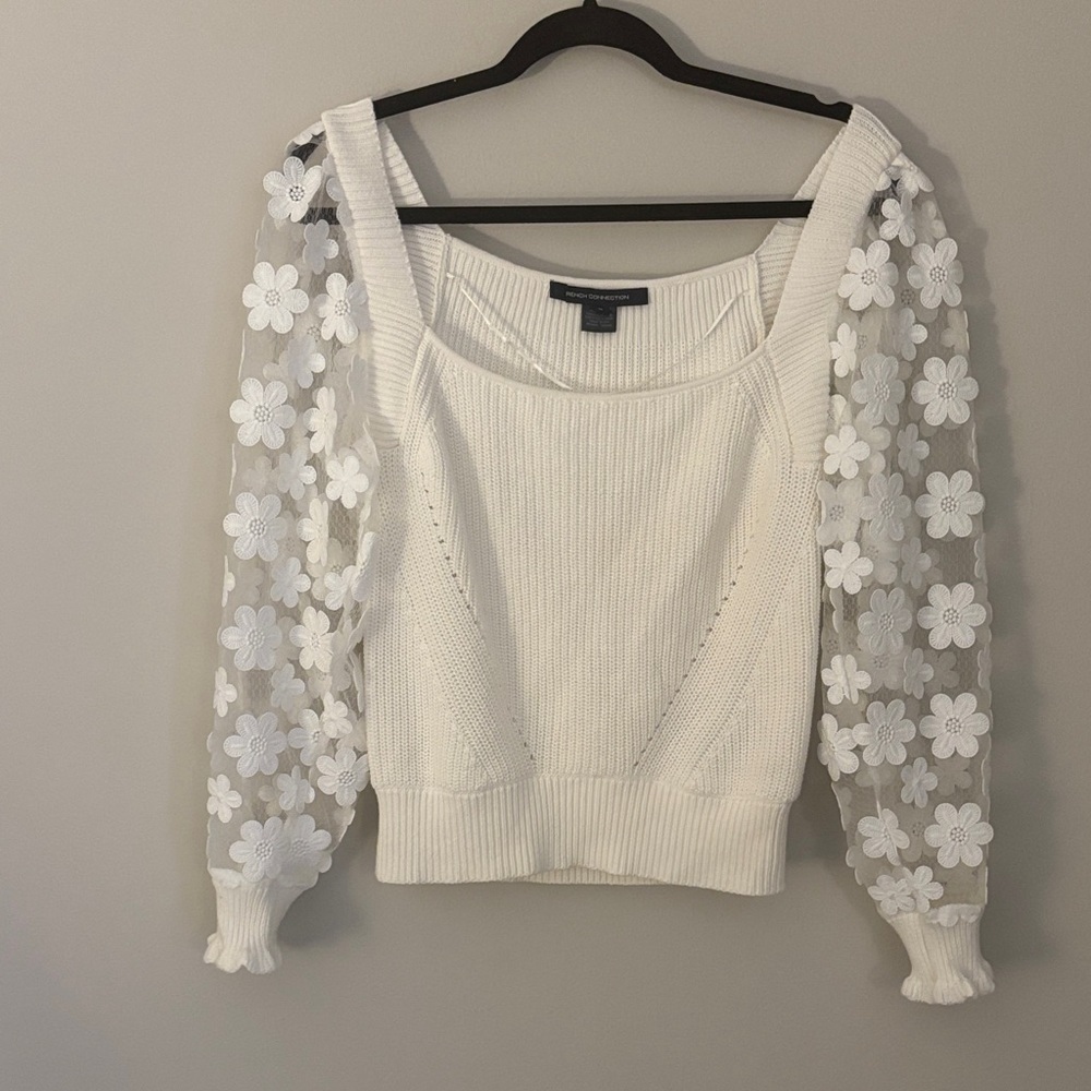 French Connection Juliet Mozart Floral Sleeve Sweater size medium - Picture 2 of 5